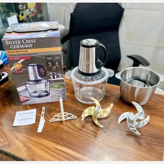 خردکن دوکاسه سیلورکرست -6+4 تیغه تیتانیوم طلایی همراه با همزن و کاردک- قدرت3500W وات- مدل SL2021 کد ۷۰۱۱
