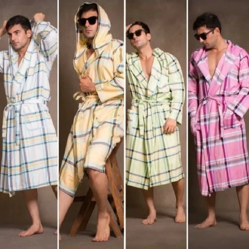 حوله تن پوش ابراهیمی سایز اسمال s حوله یزدی پالتویی نخی جنس 100 درصد نخ حوله تنپوش