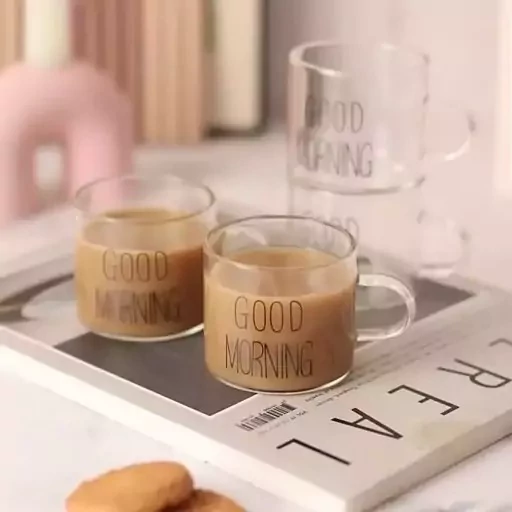 شات قهوه خوری پیرکس 6 عددی گود مورنینگ دبل کد ۶۶۹۶