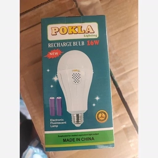 لامپ اضطراری LED 16 وات POKLA (مدل RECHARGE BULB) کد ۶۶۳۴