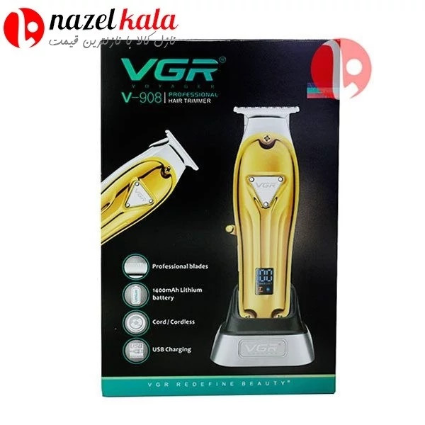 ماشین اصلاح سر و صورت حرفه ای وی جی آر VGR مدل 908 کد ۶۴۹۸