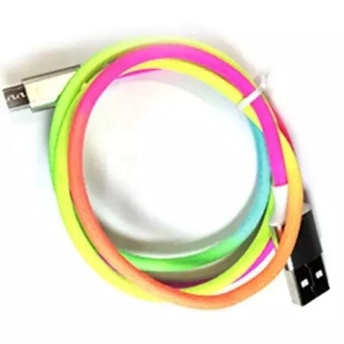 کابل شارژر هفت رنگ نخی اندروید Seven color plastic charger cable  کد ۶۴۳۹
