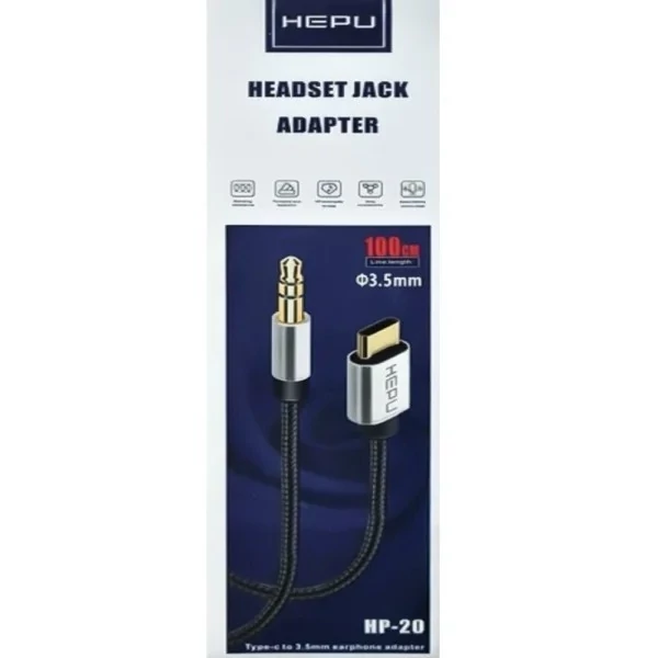 کابل تبدیل تایپ سی به AUX (جک 3.5 میلیمتری) Hepu HP-20 کد ۶۳۵۰