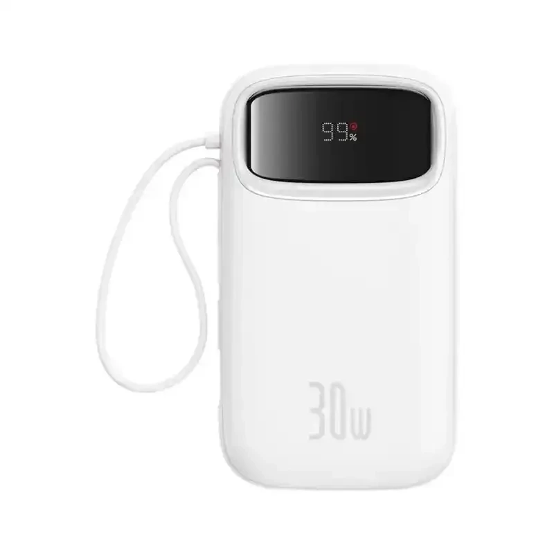 پاوربانک باسئوس مدل Qpow2 DualCable-30w با ظرفیت 10000 میلی آمپر  کد ۶۰۸۲