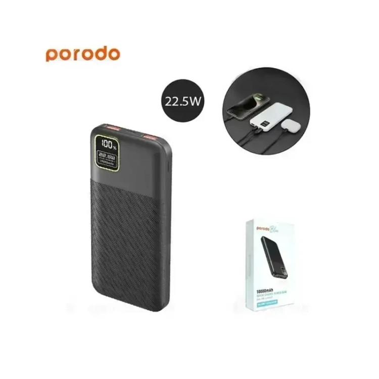 پاوربانک پرودو مدل Porodo Blue Quick Charge pb-22wPb10k با ظرفیت 10000 میلی آمپر کد ۶۰۲۰