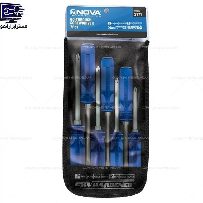 پیچ گوشتی ضربه خور کیفی 7 عددی نووا مدل NOVA 2171 کد ۵۶۶۰