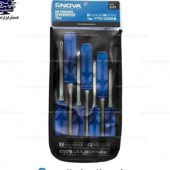 پیچ گوشتی ضربه خور کیفی 7 عددی نووا مدل NOVA 2171 کد ۵۶۶۰