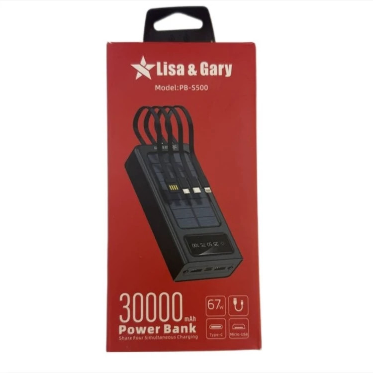 پاور بانک اصلی لیزا و گری مدل PB5500 ظرفیت30000 میلی آمپرساعت Lisa and Gary Power Bank Model PB5500 Capacity 30000 mAh کد ۵۲۱۱