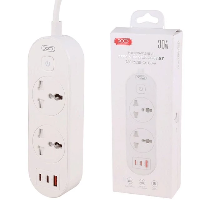 چندراهی برق ایکس او WL31 XO WL31 (EU) Way Electricity Adapter 1.5m With 1 USB And 2 Type-C Por  کد ۵۱۳۰