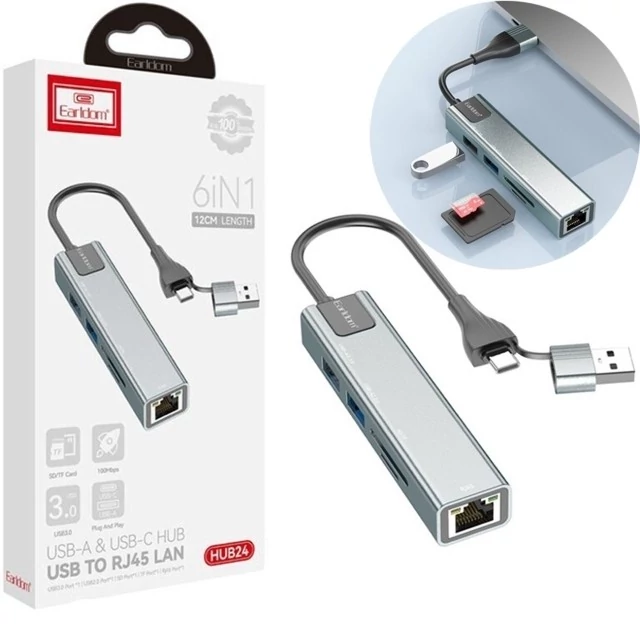 هاب USB و تایپ سی 5 پورت ارلدام ET-HUB24 Earldom کد ۵۰۸۸