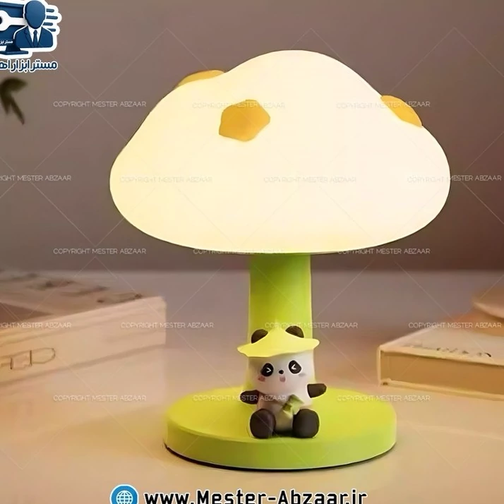 چراغ خواب سیلیکونی طرح ابر قارچی پاندا فانتزی رومیزی قابل شارژی مدل MG-A02 کد ۴۶۱۰