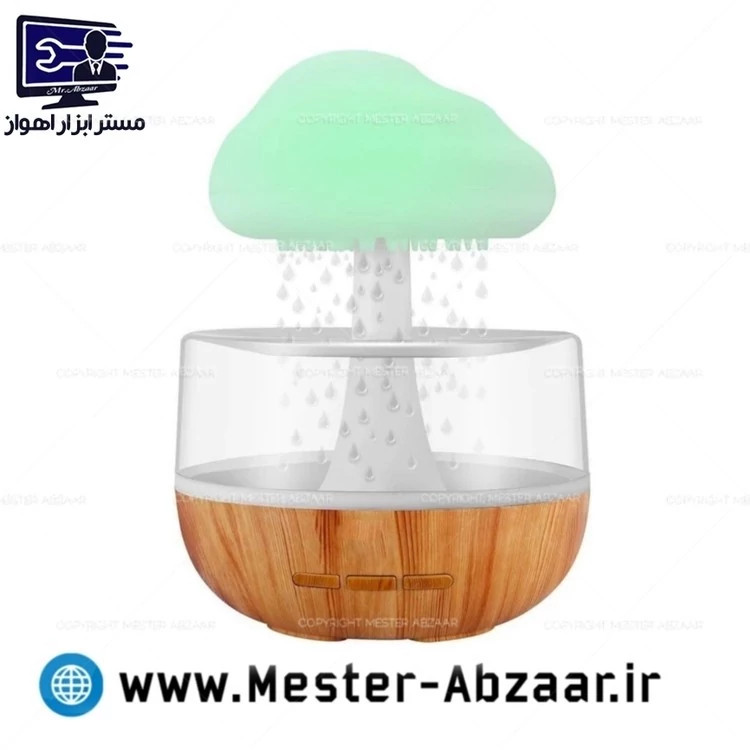 چراغ خواب آباژور رومیزی طرح قارچ باران زا دستگاه شبیه ساز باران و رطوبت 7 رنگ کد ۴۲۷۷