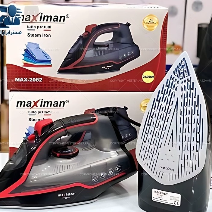 اتو بخار مکسی من کف سرامیکی 2400 وات برقی خانگی کد 2082 مدل MAXIMAN MAX-2082 مکسیمن کد ۴۲۵۴