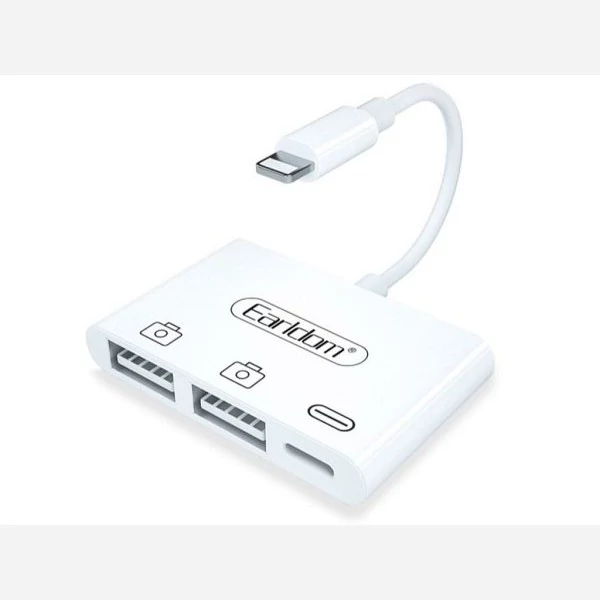 مبدل لایتنینگ به لایتنینگ و دو درگاه OTG ارلدام Earldom OT44 Lightning  کد ۴۱۷۲