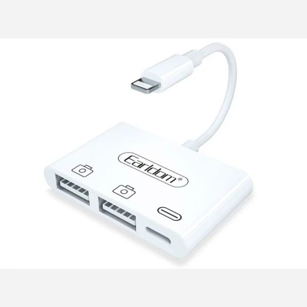 مبدل لایتنینگ به لایتنینگ و دو درگاه OTG ارلدام Earldom OT44 Lightning کد ۴۱۷۲