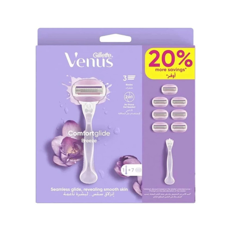 تیغ اصلاح ژیلت ونوس مدل Comfortglide Breeze با 7 یدک