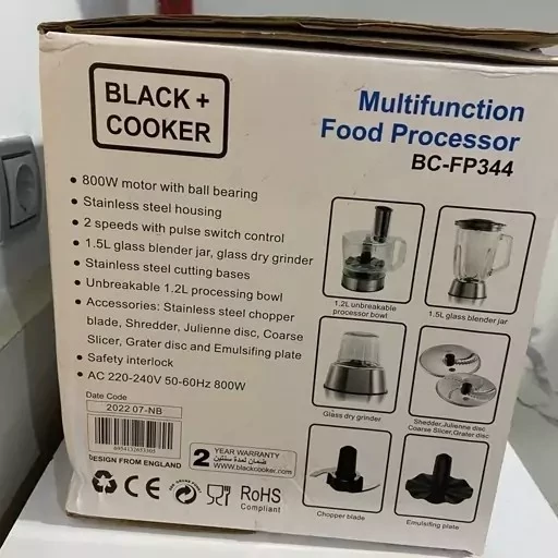 غذاساز چندکاره بلک کوکر مدل BC-FP344 با بدنه استیل و ۲ سرعته