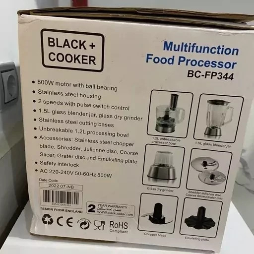 غذاساز چندکاره بلک کوکر مدل BC-FP344 با بدنه استیل و ۲ سرعته