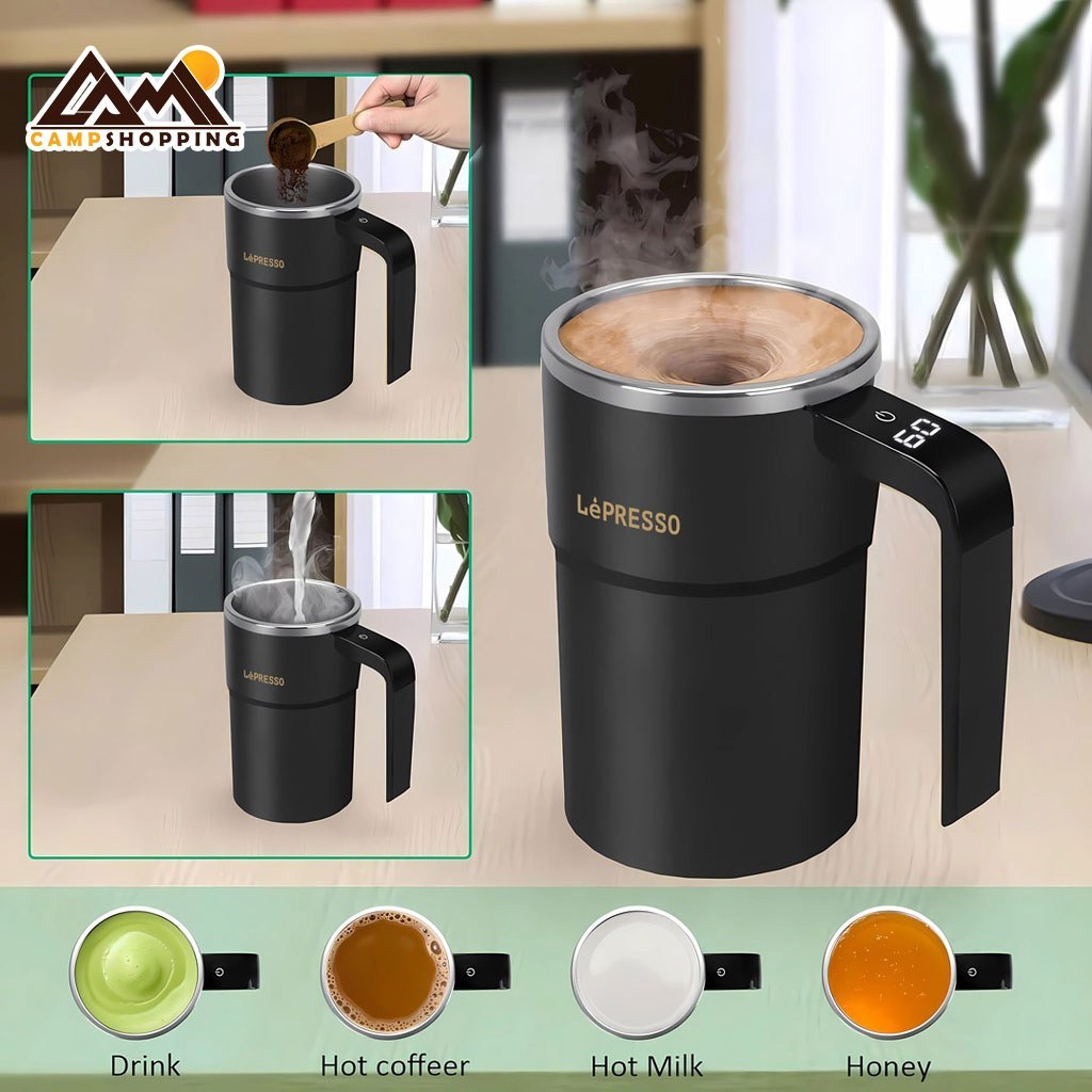 ماگ همزن دار لپرسو مدل LPCFFM0018 ظرفیت ۳۸۰ میلیلیتر استیل ضد زنگ
