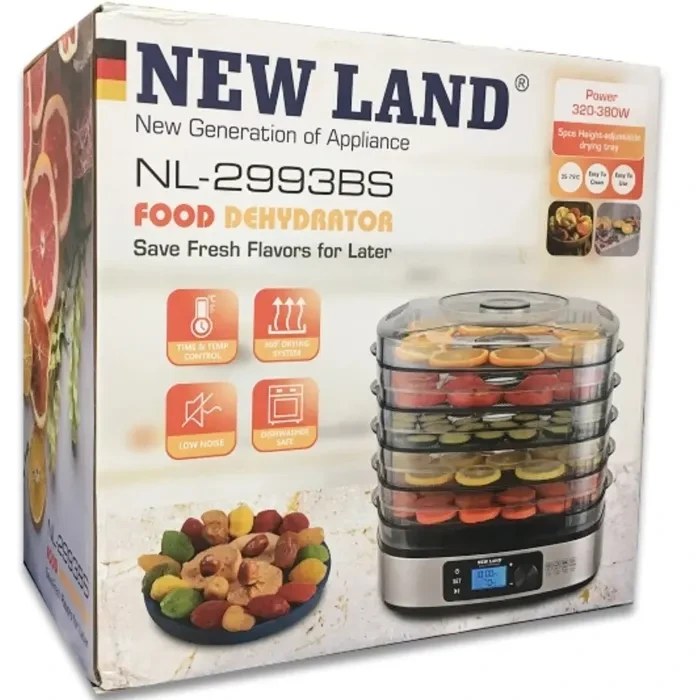 میوه خشک کن دیجیتال نیولند مدل NL-2993BS توان ۳۸۰ وات