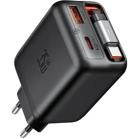 شارژر دیواری مک دودو مدل CH-1280 توان ۳۵ وات با ۳ پورت و کابل تایپ سی جمع شونده