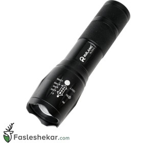 چراغ قوه آر ال مدل K04-2 دو لامپه XPE با نور UV و زوم