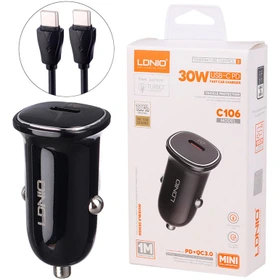 شارژر فندکی فست شارژ ماشین تایپ سی الدنیو C106 LDNIO C106 30W PD Type C Car Cha0