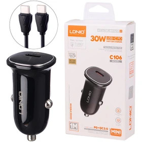 شارژر فندکی فست شارژ ماشین تایپ سی الدنیو C106 LDNIO C106 30W PD Type C Car Cha0