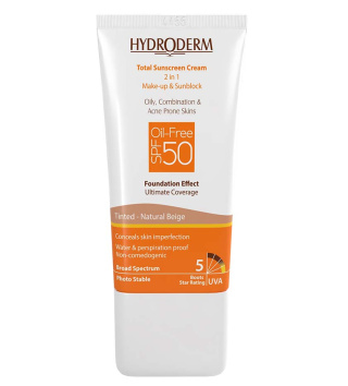 کرم ضد آفتاب کرم پودری هیدرودرم با SPF50 مناسب انواع پوست حجم 40 میلی لیتر