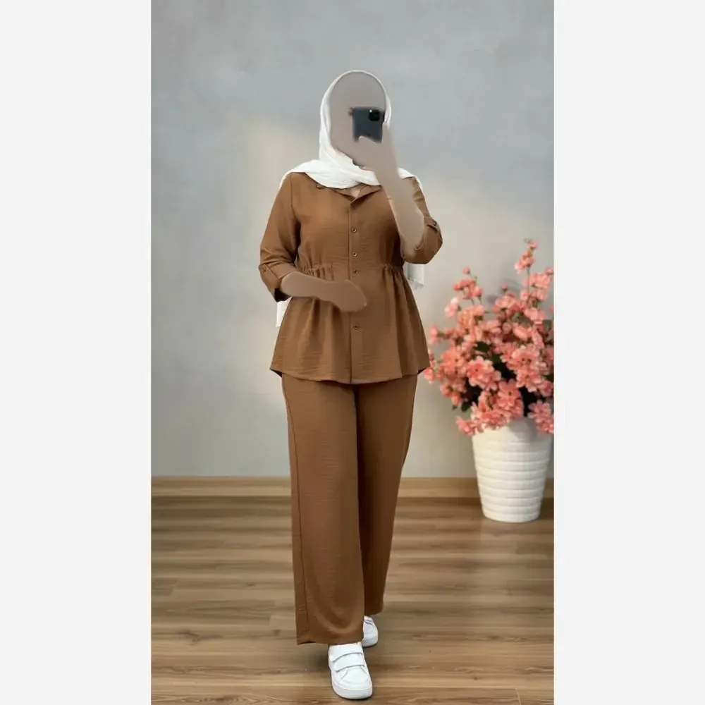 ست شومیز و شلوار زنانه مدل یاسمن جنس سوپر ایوا فری سایز تا 48