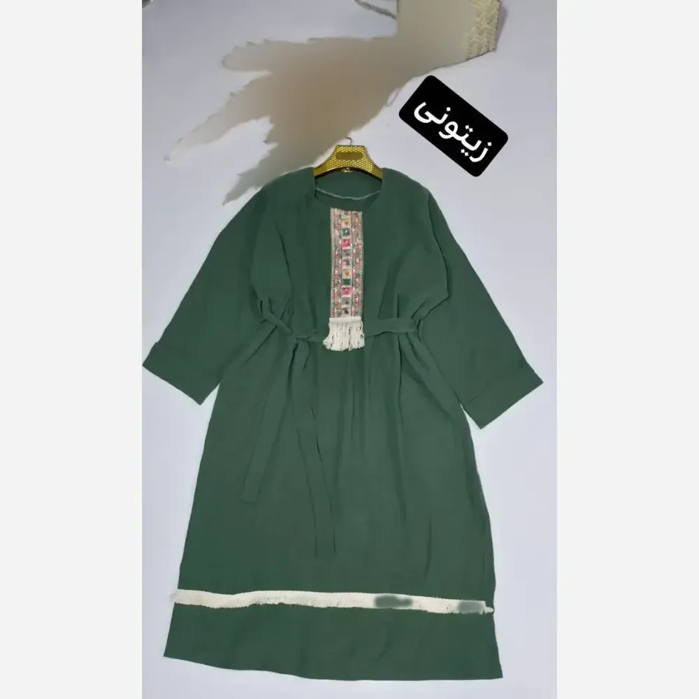 کفتان زنانه نوار کنفی جنس موسلین دبل فیس فری سایز تا 48