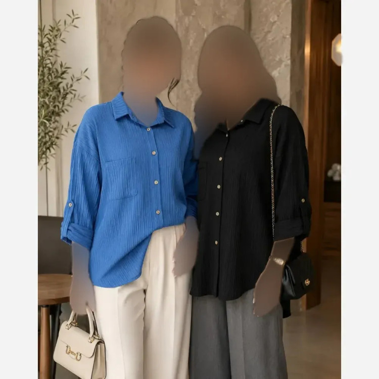 شومیز مانتویی شیما 278 سوپر آیوا فری سایز 38 تا 46 زنانه