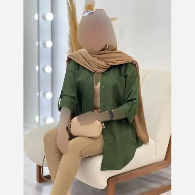 شومیز مانتویی زنانه مدل شیما جنس سوپر آیوا فری سایز 38 تا 46