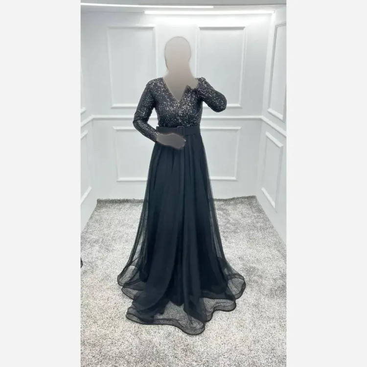 پیراهن مجلسی ماکسی زنانه آروشا کد 1 پولک زارا کش کمربنددار سایز 36 تا 54