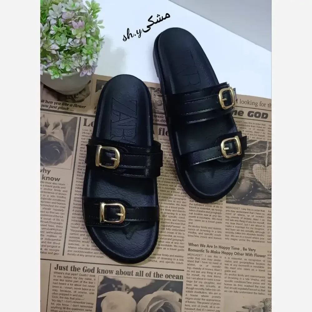 صندل زنانه زارا ساحلی چرم بیاله طبی و سبک با لژ یک سانت