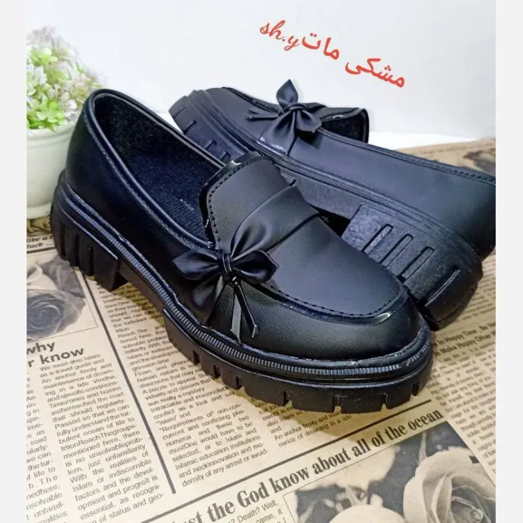 کفش ونس خرسی زنانه جنس لی کتان لژ 2 سانت رنگ سفید و مشکی