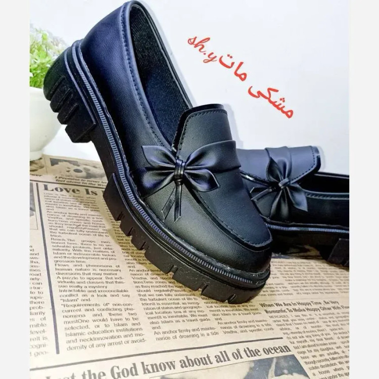 کفش ونس خرسی زنانه جنس لی کتان لژ 2 سانت رنگ سفید و مشکی