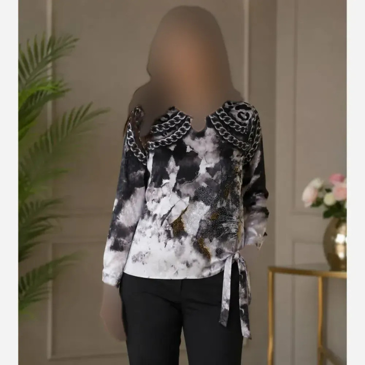 شومیز زنانه ساتن نگیندار مجلسی و مهمانی سایز 38 تا 48