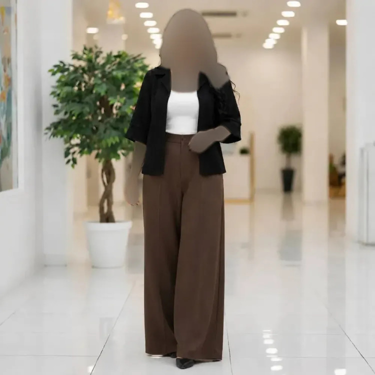 شومیز زنانه حصیری شیشهای آستین سه ربع پاکتی فری سایز