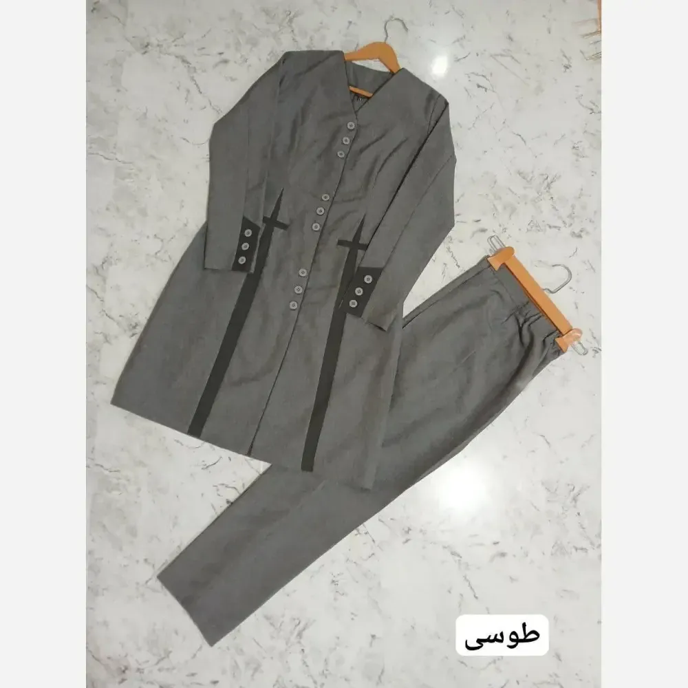 ست مانتو شلوار اداری زنانه مدل بهار ساده جنس پرشین در رنگبندی متنوع