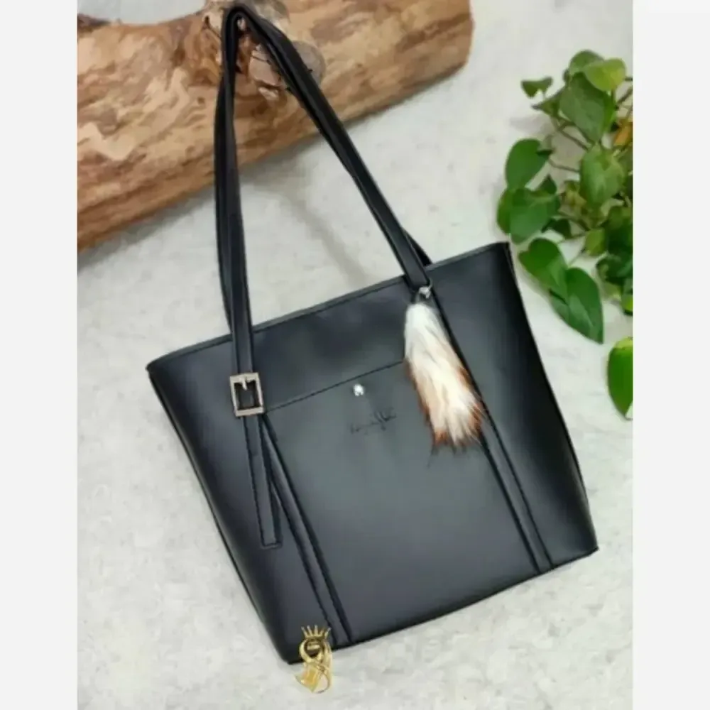 کیف دانشجویی بزرگ چرم صنعتی مدل منگوله دار رنگ مشکی