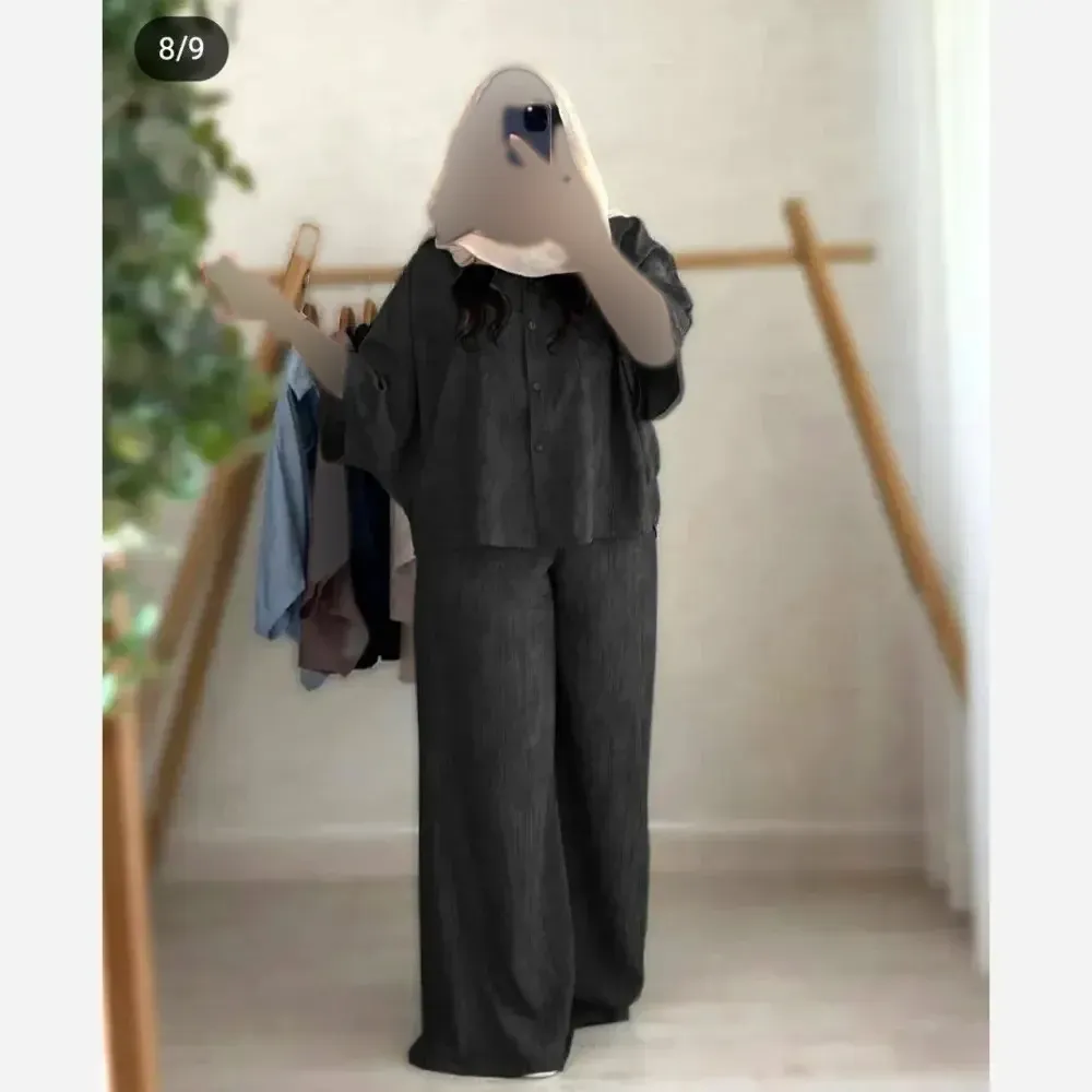 ست شومیز و شلوار زنانه مدل مارال جنس شانتون صوفیا رنگ مشکی سایز 36 تا 46