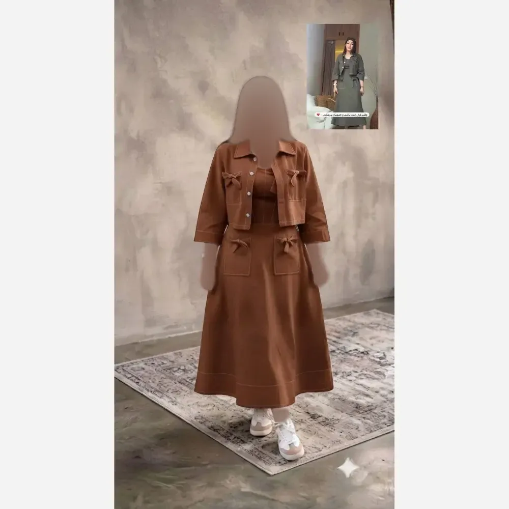 ست کت و سارافون زنانه مدل شکوفه جنس لنین سایز 38 تا 46