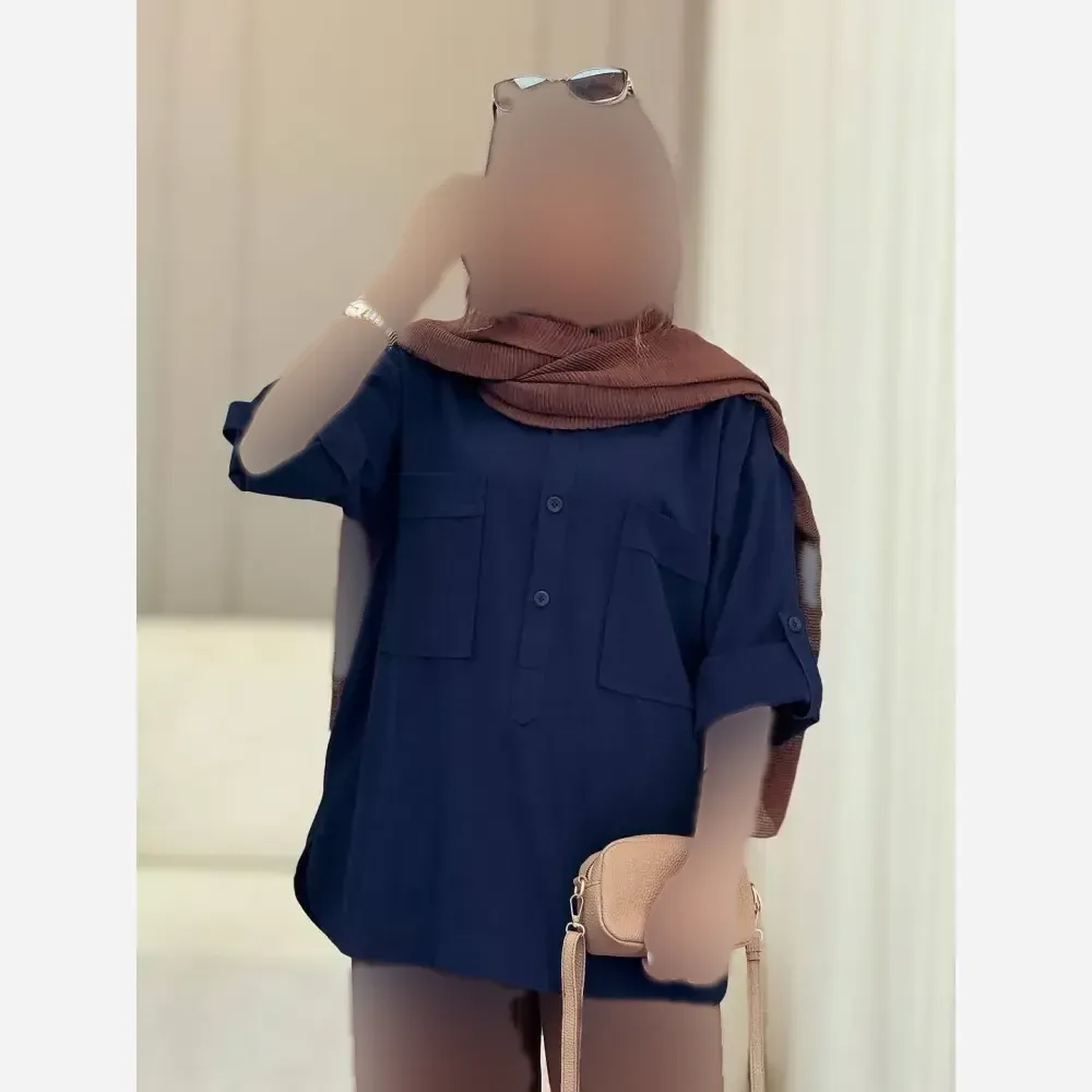 شومیز زنانه مدل بیتا جنس شانتون اسلپ در 5 رنگ متنوع سایز 1 و 2