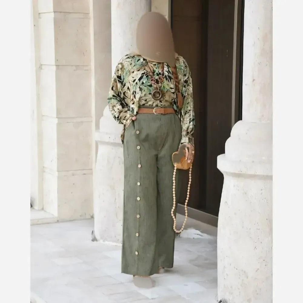 ست شومیز و شلوار زنانه لینن مدل ترلان در سه رنگ