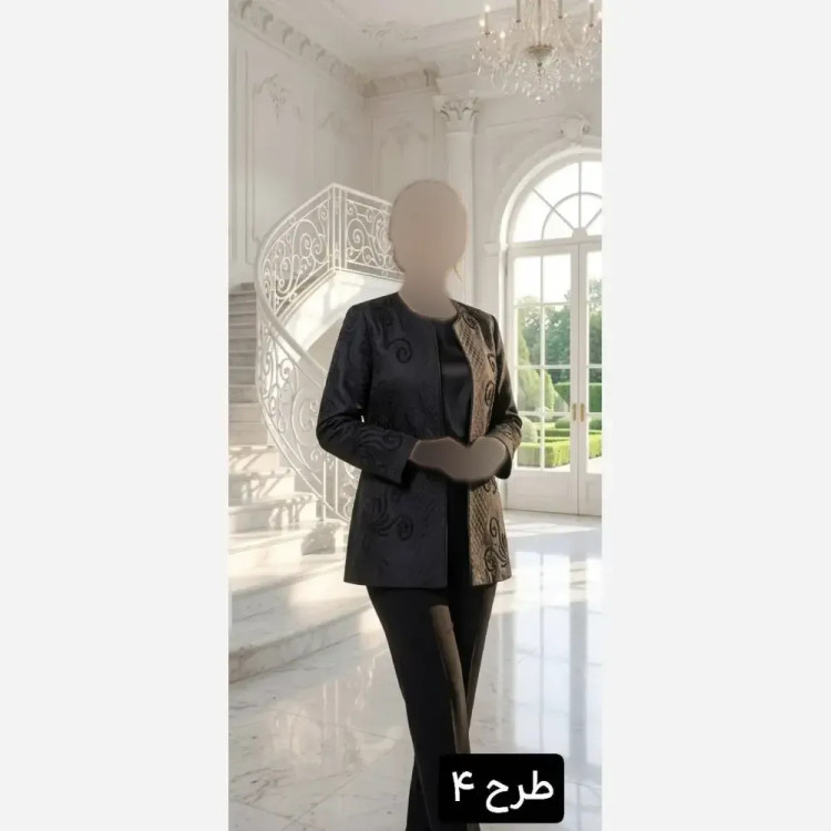 کت تک مجلسی زنانه مدل کاترین جنس ژاکارد ابریشم طرح دار با کریستال دوزی دستدوز سایز 38 تا 48