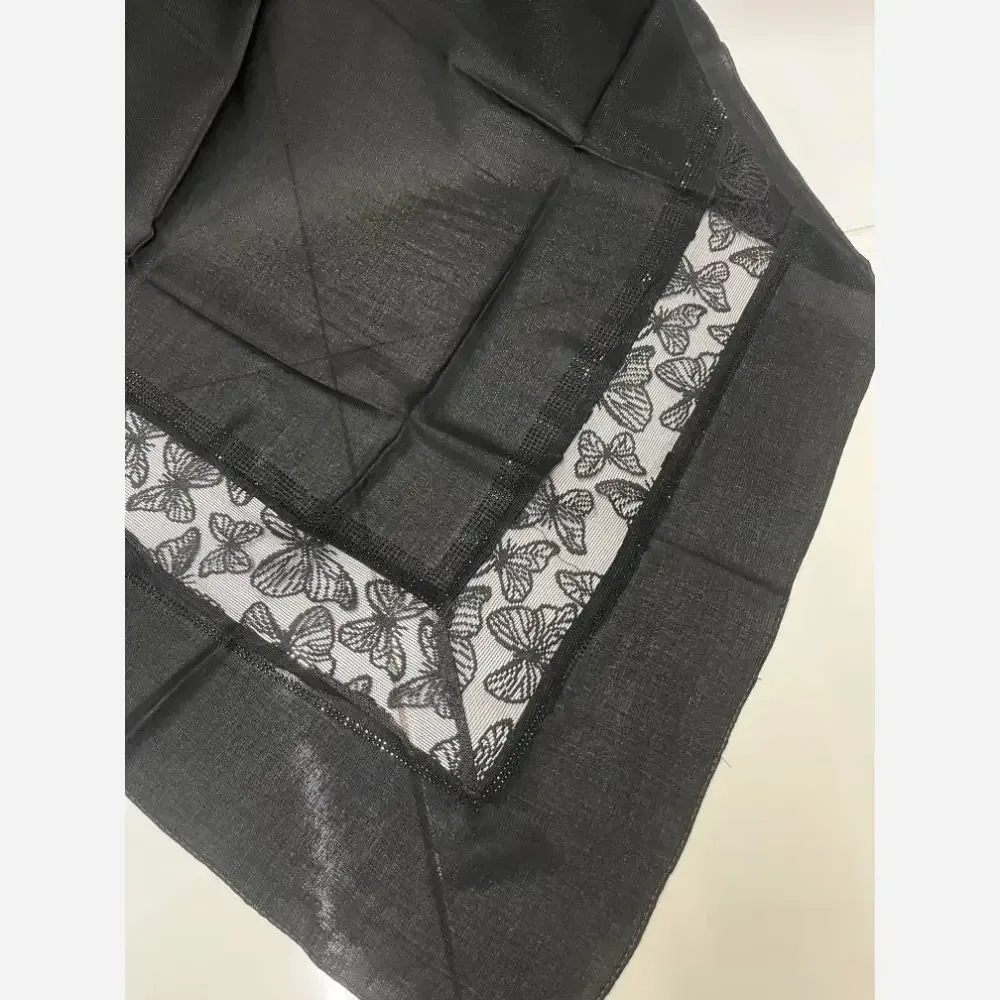 روسری مشکی مجلسی قواره 120 جنس دنیز طرحدار خنک تابستانه