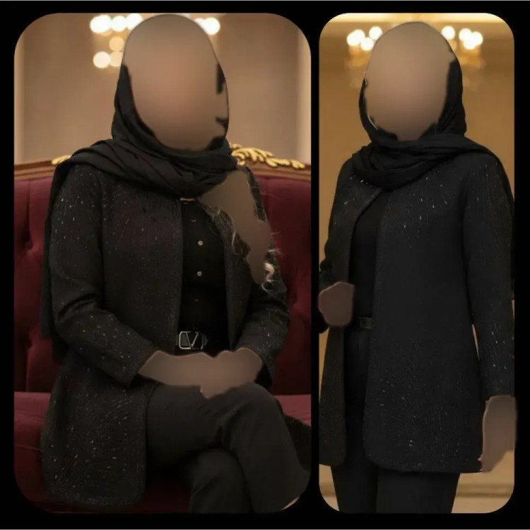 مانتو کتی مجلسی نگینی زنانه جنس مازراتی رنگ مشکی سایز 40 تا 54