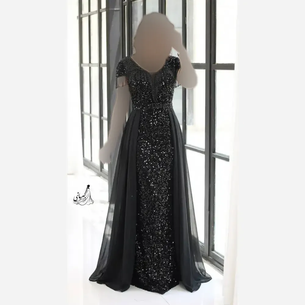 لباس مجلسی زنانه مدل تابان پولک مخمل و تور کاپدار سایزبندی 38 تا 56