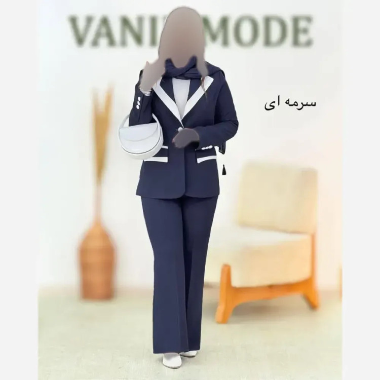 ست مانتو و شلوار مازاراتی دبل گرم بالا رنگ موکا و کرم